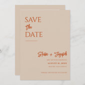 Elegante terracotta moderne boho chique foto bruil save the date (Voorkant / Achterkant)
