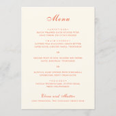 Elegante Terracotta Moderne Klassieke Bruiloft Menu (Voorkant)