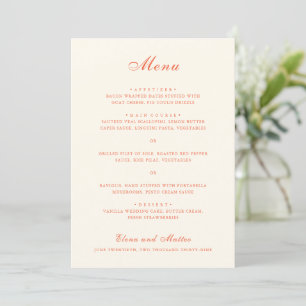 Elegante Terracotta Moderne Klassieke Bruiloft Menu