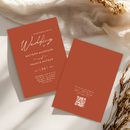 Elegante Terracotta Moderne Typografie RSVP Trouwe Kaart