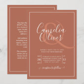 Elegante Terracotta Monochrome Klassieke Trouwdag Kaart (Voorkant / Achterkant)