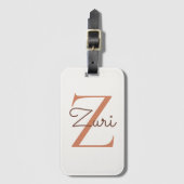 Elegante Terracotta Monogram Initiaal Z Aangepaste Bagagelabel (Voorkant (verticaal))