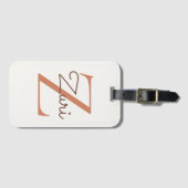 Elegante Terracotta Monogram Initiaal Z Aangepaste Bagagelabel (Voorkant (horizontaal))