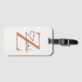 Elegante Terracotta Monogram Initiaal Z Aangepaste Bagagelabel