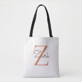 Elegante Terracotta Monogram Initiaal Z Aangepaste Tote Bag (Voorkant)
