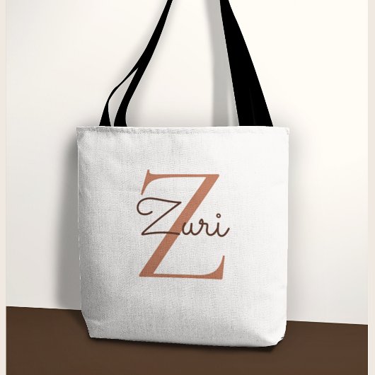 Elegante Terracotta Monogram Initiaal Z Aangepaste Tote Bag