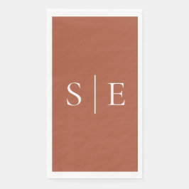 Elegante Terracotta Monogram Minimalistisch  Servet