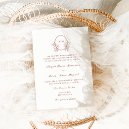 Elegante Terracotta Monogram QR RSVP Fotobruiloft Kaart