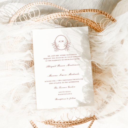 Elegante Terracotta Monogram QR RSVP Fotobruiloft Kaart