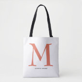 Elegante Terracotta Monogramnaam Tote Bag (Voorkant)
