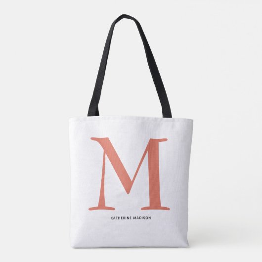 Elegante Terracotta Monogramnaam Tote Bag (Achterkant)