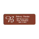 Elegante Terracotta Naam Monogram Retouradres Etiket (Voorkant)