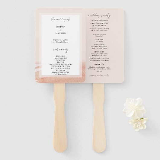 Elegante Terracotta Ombre Waterverf Handwaaier (Voorkant en achterkant)