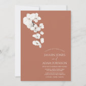Elegante Terracotta Orchidee Huwelijksuitnodiging Kaart (Voorkant)