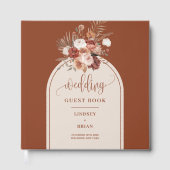Elegante Terracotta Pampas Grass Boho Boog Huwelij Gastenboek (Voorkant)