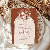 Elegante Terracotta Pampas Grass Boho Wedding Kaart