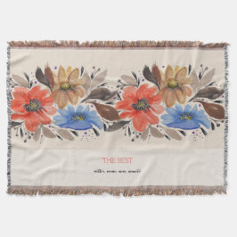 Elegante Terracotta Pastel Waterverf Bloemen Deken