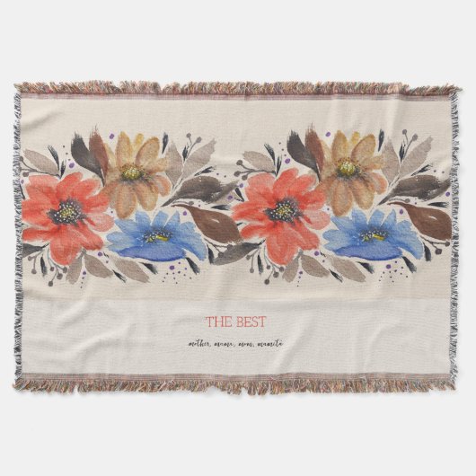 Elegante Terracotta Pastel Waterverf Bloemen Deken (Voorkant)