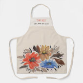 Elegante Terracotta Pastel Waterverf Bloemen Schort (Voorkant)