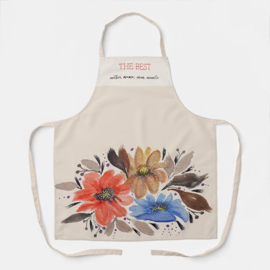 Elegante Terracotta Pastel Waterverf Bloemen Schort (Voorkant)