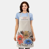 Elegante Terracotta Pastel Waterverf Bloemen Schort (Gedragen)