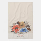 Elegante Terracotta Pastel Waterverf Bloemen Theedoek (Verticaal)