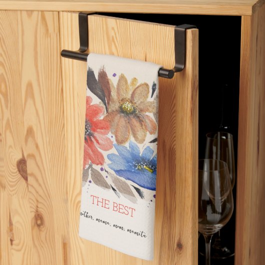 Elegante Terracotta Pastel Waterverf Bloemen Theedoek (Derde Gevouwen)