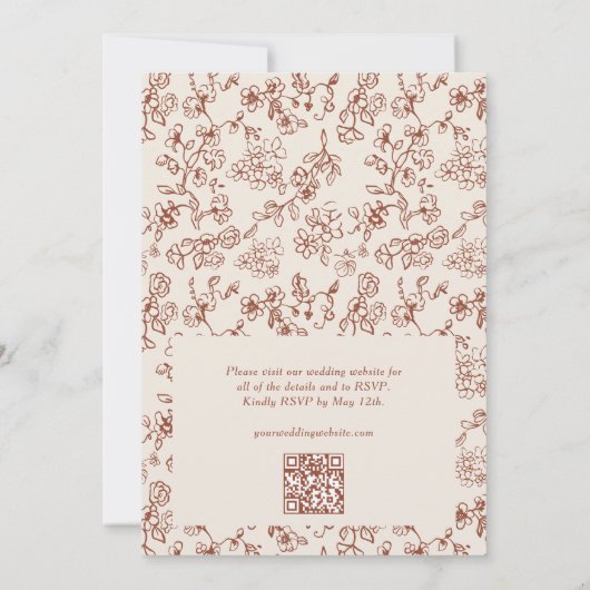 Elegante Terracotta  QR Code Huwelijk Kaart (Achterkant)