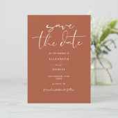 Elegante Terracotta QR Code Trouwscript Save The Date (Staand voorkant)