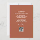 Elegante Terracotta QR Code Trouwscript Save The Date (Achterkant)