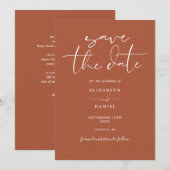 Elegante Terracotta QR Code Trouwscript Save The Date (Voorkant / Achterkant)