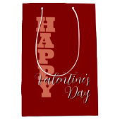 Elegante Terracotta Red Velvet Happy Valentines Da Medium Cadeauzakje (Voorkant)