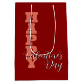 Elegante Terracotta Red Velvet Happy Valentines Da Medium Cadeauzakje (Achterkant)