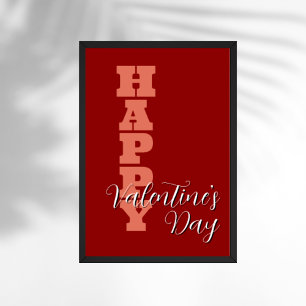 Elegante Terracotta Red Velvet Happy Valentines Da Poster