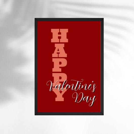 Elegante Terracotta Red Velvet Happy Valentines Da Poster