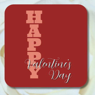 Elegante Terracotta Red Velvet Happy Valentines Da Vierkante Sticker