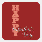 Elegante Terracotta Red Velvet Happy Valentines Da Vierkante Sticker (Voorkant)