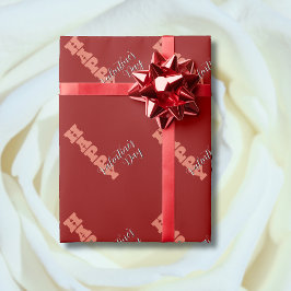 Elegante Terracotta Rode Fluwelen Gelukkige Valent Cadeaupapier