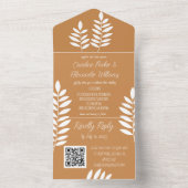 Elegante Terracotta Roest Herfst Floral RSVP QR Co All In One Uitnodiging (Binnen)