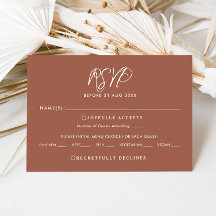 Elegante Terracotta Script Fall Wedding RSVP-kaart