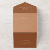 Elegante Terracotta Script Foto Huwelijk QR Code All In One Uitnodiging (Buitenkant)