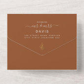 Elegante Terracotta Script Foto Huwelijk QR Code All In One Uitnodiging (Achterkant)
