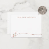 Elegante Terracotta Script Monogram Initialen Notitiekaartje (Voorkant / Achterkant in situ)