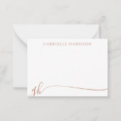 Elegante Terracotta Script Monogram Initialen Notitiekaartje (Voorkant)