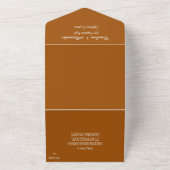 Elegante Terracotta Script RSVP Whimsical QR Code All In One Uitnodiging (Buitenkant)