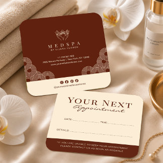 Elegante Terracotta Spa Salon Estheetician Wellnes Afsprakenkaartje