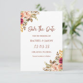 Elegante terracotta thema Waterverf Bloemen Save The Date (Staand voorkant)