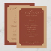 Elegante terracotta trouwceremonie planning programmakaart (Voorkant / Achterkant)