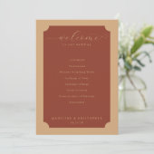Elegante terracotta trouwceremonie planning programmakaart (Staand voorkant)