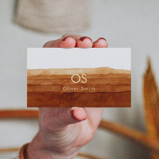 Elegante Terracotta Waterverf Abstracte woestijn Visitekaartje